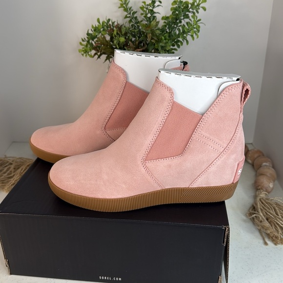 Sorel Out N About Slip-On Wedge Boots - Waterproof, Pink Suede Sz 9 - Picture 12 of 12